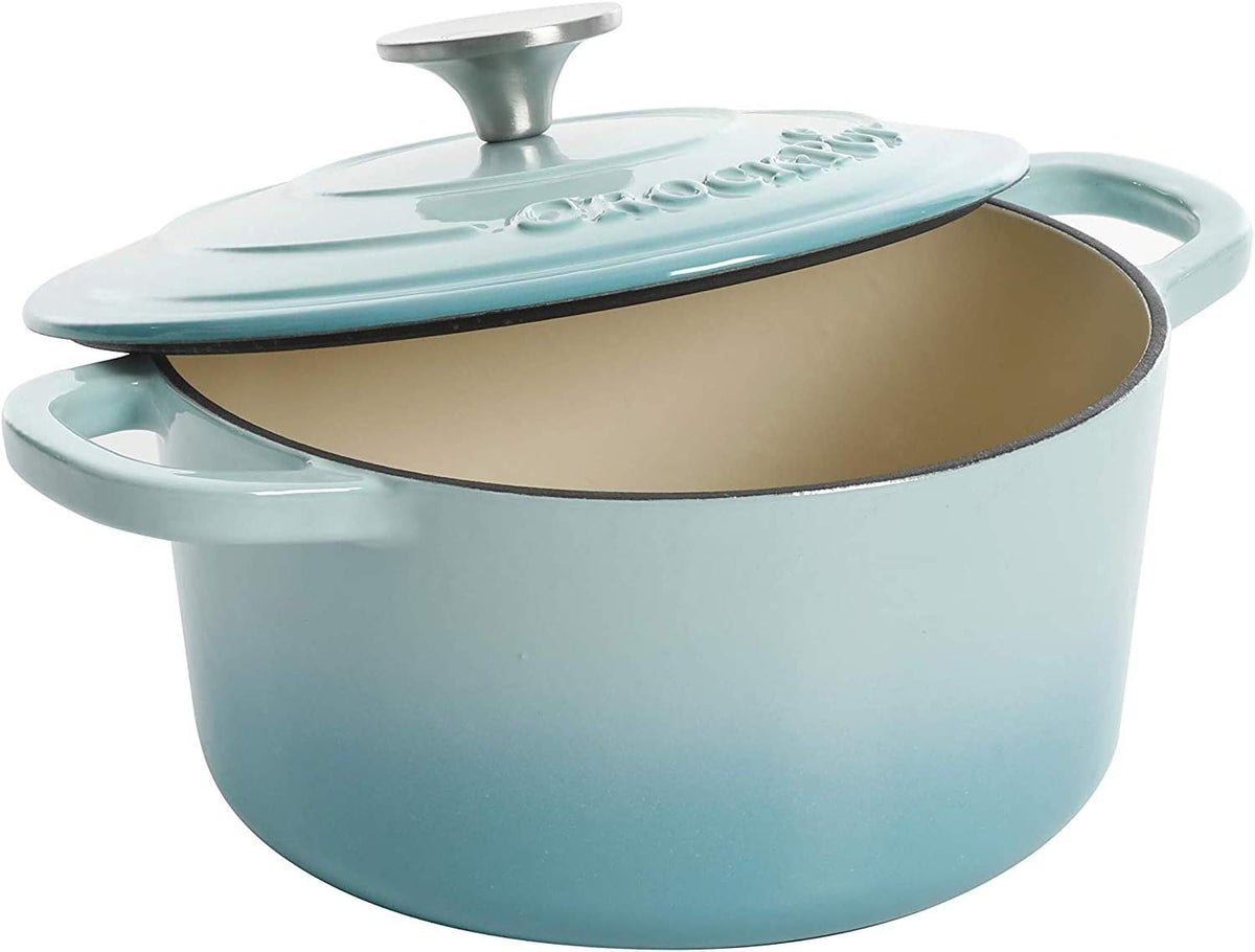 3 Quart Enameled Cast Iron Dutch Oven – Aqua - Curated Catalog D1